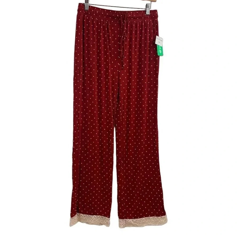 Honeydew Women's Stretchy Lace Hem Polka Dot Comfy Pajama Pants Size S NWT